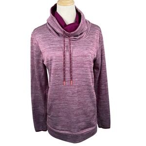 RBX Womens Medium Pullover Purple Space Dye Downtown Fleece Cowl Neck Tunic EUC